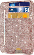 HOTCOOL Card Holder Wallet Front Pocket Minimalist Travel Cute Funny Thin Leather With RFID Blocking Small Credit Card Holder Wallet for Men & Women Girls Organizer Gifts, Glitter Rose by HOTCOOL