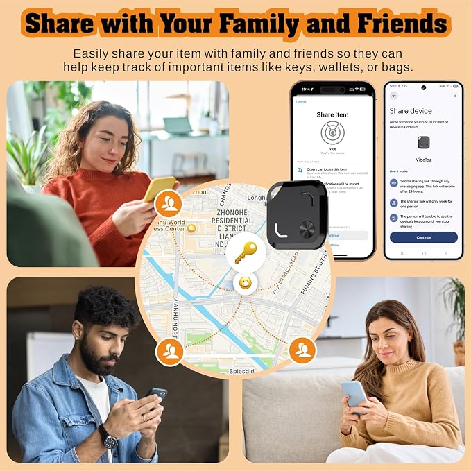 Reyke Dual-System Bluetooth Tracker Tags for Android & iOS, 4 Pack | Works with Apple Find My or Google Find Hub, Dual-System Bluetooth Item Finder for Keys, Luggage, Backpacks and Wallets - Image 4