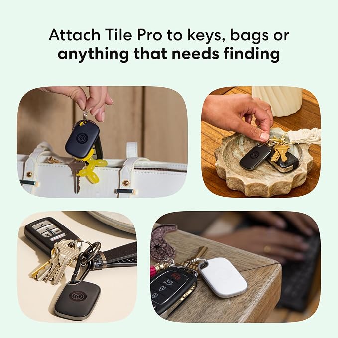 Life360 Tile Pro - Powerful Bluetooth Tracker, Key Finder and Item Locator for Keys Bags, and More. Both iOS and Android Compatible. Phone Finder. 2-Pack (Black/White) - Image 2