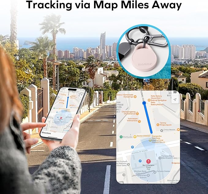 Momax Key Finder Tracker Tag - [Apple MFi Certified] Smart Bluetooth Tracking Device with Find My (iOS Only), Replaceable Battery, DIY Stickers, for Wallets, Luggage, Suitcases, Backpacks, Pink - Image 4