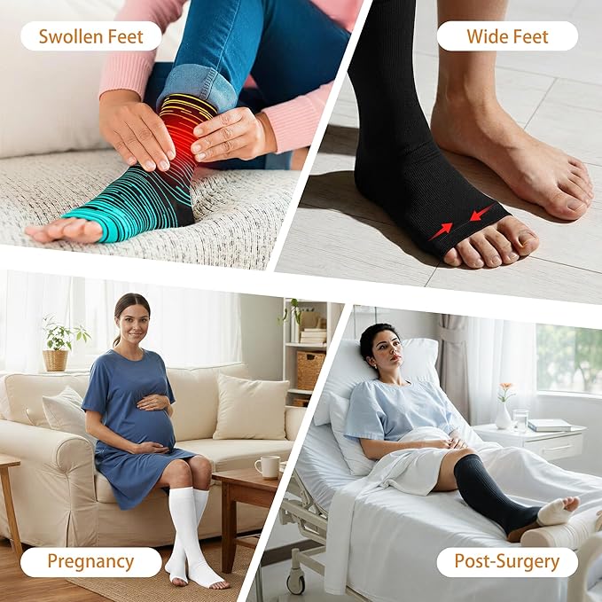 5/6 Pairs Graduated Compression Socks for Women&Men 20-30mmhg Knee High Socks Travel Hiking Running Stocking - Image 5