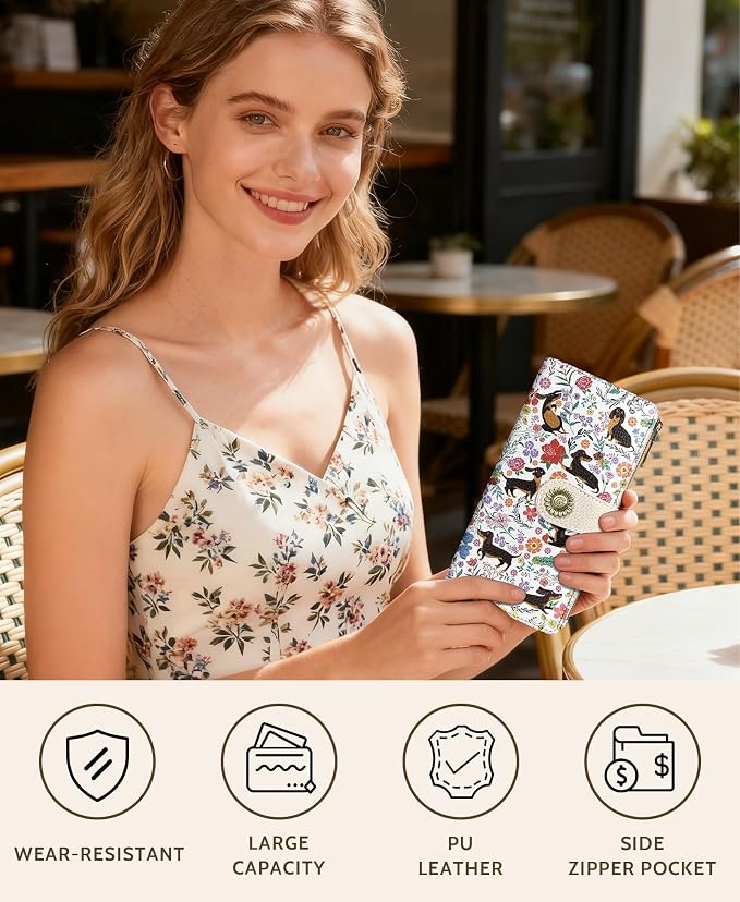 GIANCOMICS Dachshunds Dog Women Wallet RFID, Cute Credit Card Holder Bifold | Billfold, Cute Cash Purse, Travel Zipper Coin Pocket, Compact Clutch, PU Leather, ID Window, 11 Card Slots, Ladies Gift Woman - Image 2