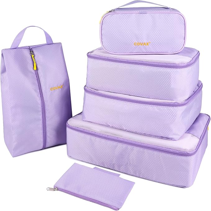 Packing Cubes for Suitcases, 5 Set Travel Luggage Organizer Bags and Storage Packing Cubes for Women Men, Purple - Image 9