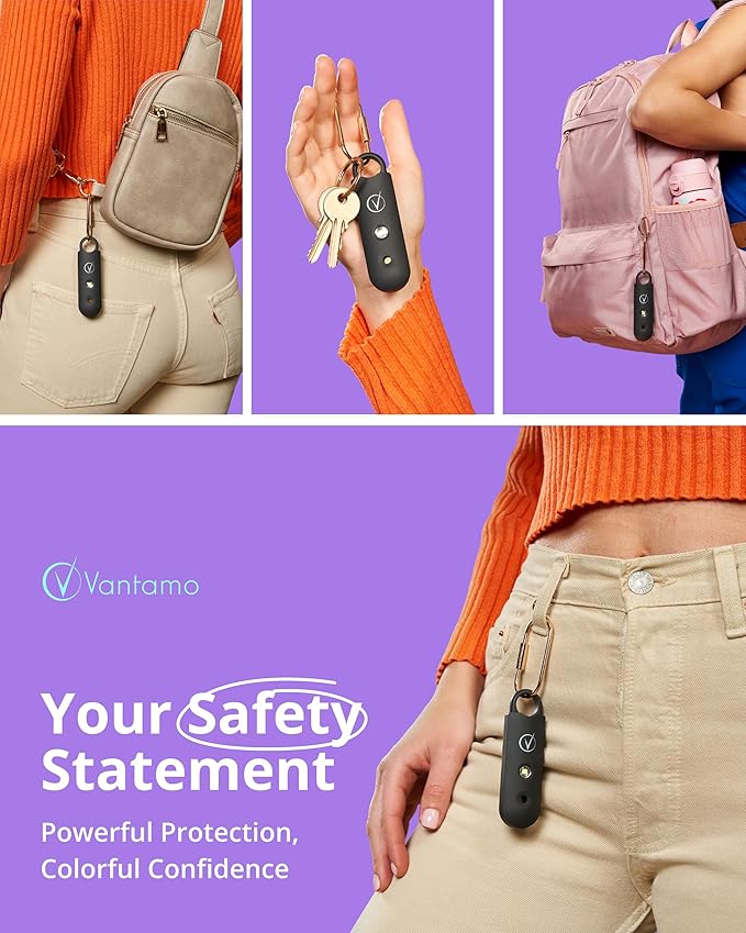 Vantamo Personal Alarm for Self Defense with Low Battery Notice, Strobe Light & Extra Loud 130 dB Double Speakers Safety Keychain Set for Women, Rechargeable Panic Button for Womens Self Defense - Image 2