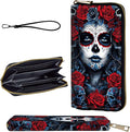 Wallet,Leather Long Wallet Suitable For Ladies And Teenagers - Detachable Wristband + RFID Travel Wallet With Card Slot - Sugar Skull Woman by Unknown
