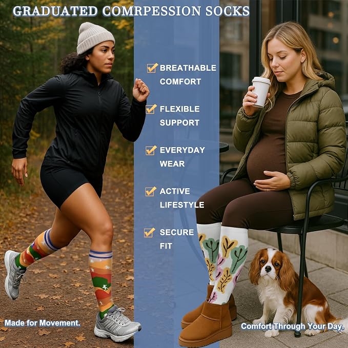 Sooverki Compression Socks for Women and Men Circulation (3/4 Pairs) is Best Support for Running Athletic Cycling Hiking - Image 4