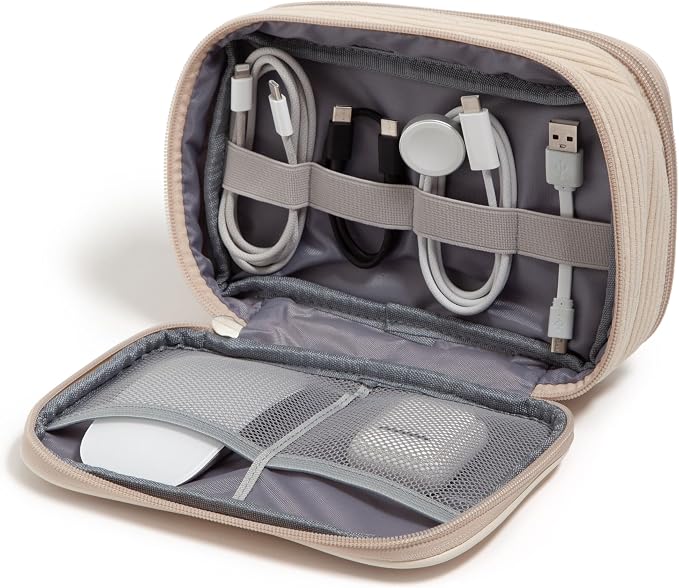 U Brands Electronics Organizer Travel Case, Cord Storage, 8" x 5.25", Beige by UBrands