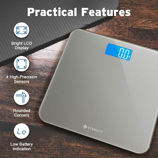 Etekcity Scale for Body Weight, Digital Bathroom Weighing Machine for People, Large and Easy-to-Read Backlight Display, Accurate with High Precision Measurements, Durable Tempered Glass, 400 lbs - Image 5