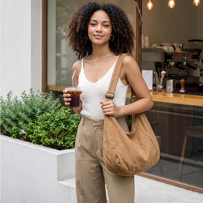 Canvas Hobo Crossbody Tote Bag for Women and Men Messenger Bags | Canvas Tote Bag With Zipper,Canvas Crossbody Bag,Canvas Hobo Bag,Shoulder Bag for Women,Travel Work College Purse Handbag - Image 2