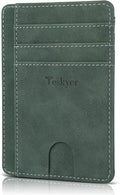 Teskyer Slim Minimalist Wallet for Men, RFID Front Pocket Card Holder | Ultra Slim Front Pocket Design, 8 Card Slots, RFID Protection, Smooth Faux Leather for Everyday Carry by TESKYER
