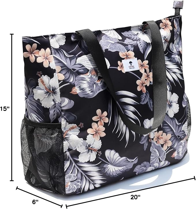 ESVAN LARGE BEACH BAG Water Resistant Lightweight 20 inch Women Oversize Tote Bag for Gym Beach Travel Pool Yoga Nurse - Image 10