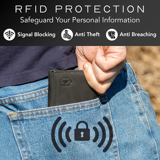 Stealth Mode Trifold RFID Blocking Leather Wallet for Men (Black) | Top Grain Napa Leather, 9 Card Slots, ID Window, Gift Box – Gift for Dad, Husband, or Son - Image 4