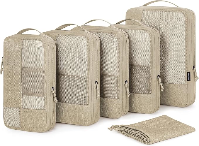 BAGSMART Compression Packing Cubes for Travel, 6 Set | Fits 20/24/28in Carry-On Suitcases, Compressible Bags Streamline Cruise Travel Essentials, Sturdy Handles, Machine Washable by BAGSMART
