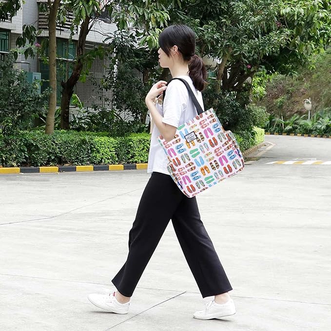 KAMO Floral Tote Bag - Waterproof Lightweight Handbags Travel Shoulder Bag for Hiking Yoga Gym Swimming Travel Beach - Image 2