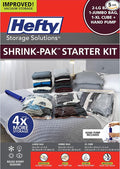 Hefty Shrink-Pak Starter Kit - 2 Large, 1 XL Cube, 1 Jumbo Vacuum Seal Storage Bag and Hand Pump – Space Saver Bags for Clothing, Pillows, Towels, or Blankets, 5 Pc Set by HeftyShrinkPak