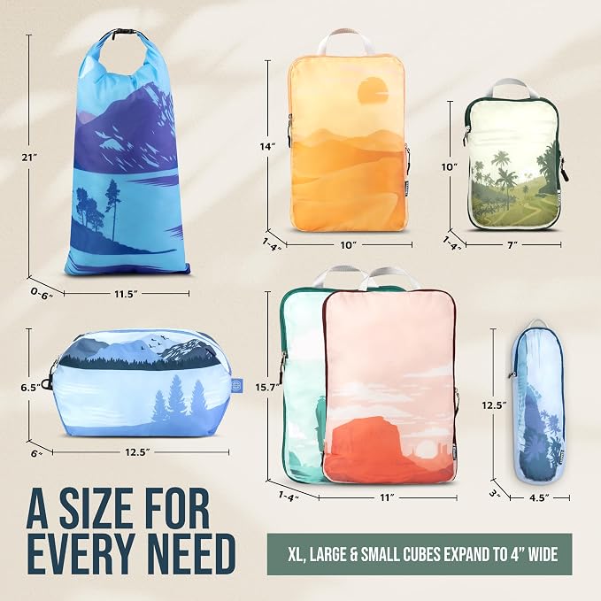 TRIPPED Travel Gear Large Compression Packing Cubes 7-Piece Set for Travel - Image 4