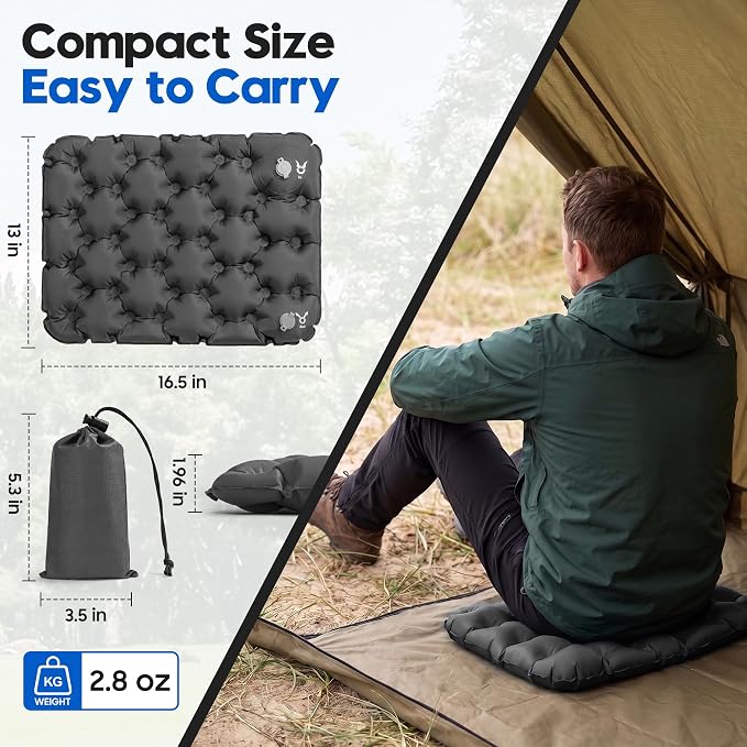 Inflatable Seat Cushion for Stadium & Travel, Built-in Pump Portable Air Seat Pad, Waterproof Bleacher Cushion for Air Travel, Camping, Soccer Games & Outdoor Events - Image 4