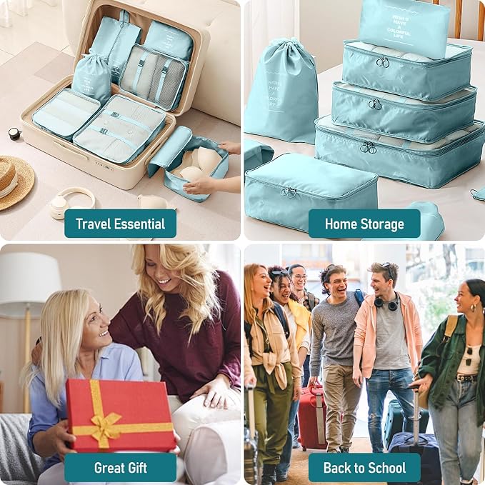 Packing Cubes for Travel- 8 Set Luggage Organizer Bags for Family, Mesh Breathable Travel Packing Cubes for Suitcases Durable Travel Essentials Bags Set (Blue, 10 Set) - Image 7
