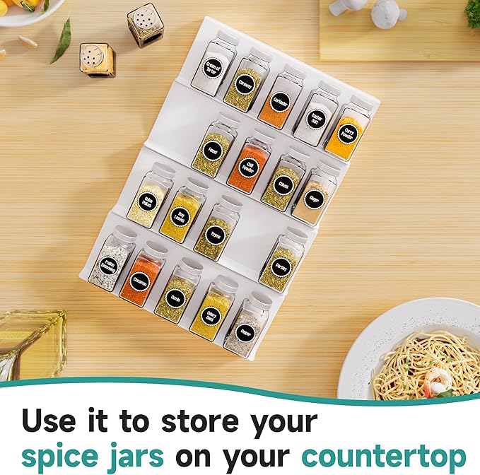 MIUKAA White Acrylic Spice Drawer Organizer, 4 Tier Seasoning Jars Drawers Insert, Kitchen Spice Rack Tray for Drawer/Countertop (Jars not included) - Image 3