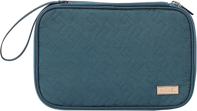 NISHEL Travel Cord Organizer Case, Large, Lake-Blue | Double-layer bag keeps chargers, cables, flash drive, and small tech essentials organized for trip, Large, Lake-Blue - Image 8