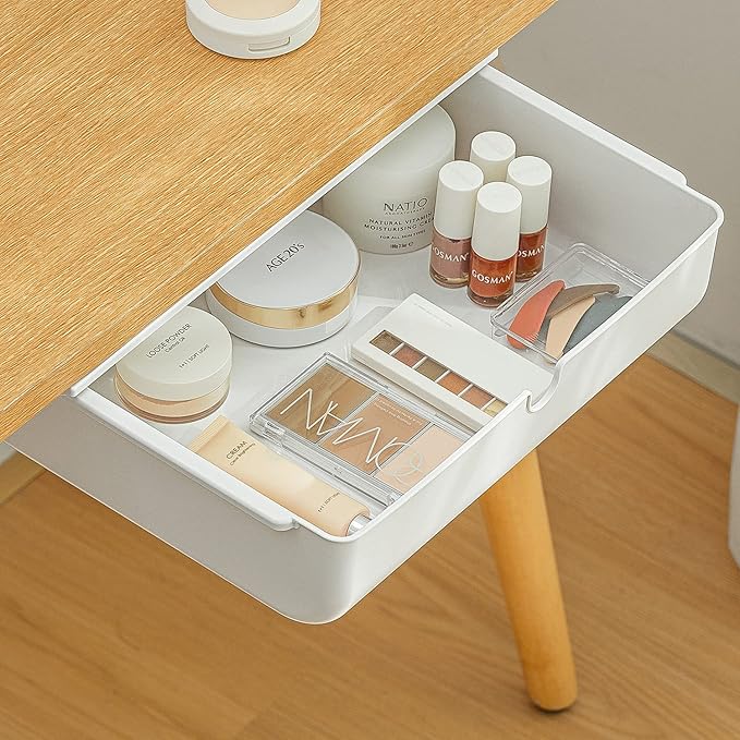 FRETONBA Under Desk Drawer for Stationery, Adhesive Slide Out, Large | No-Drill Mounting, Holds Up to 4.5 lbs, Smooth Slide-Out, Hidden Under Desk, Home & Office by FRETONBA