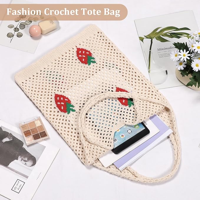 Sightor Crochet Tote Bag, Mesh Beach Bag Knit Summer Hobo Bag for Women | Beach Tote bag Vacation Outfits Aesthetic Boho Bag - Image 6