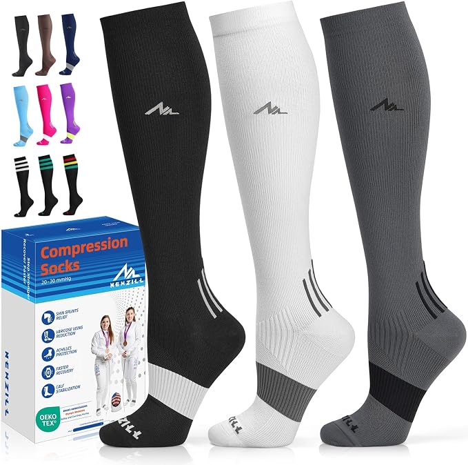 NEWZILL Medical Compression Socks for Women & Men, 20-30 mmHg Knee-High Support for Circulation, All-Day Comfort for Work Travel Running Cycling and Fitness by NEWZILL