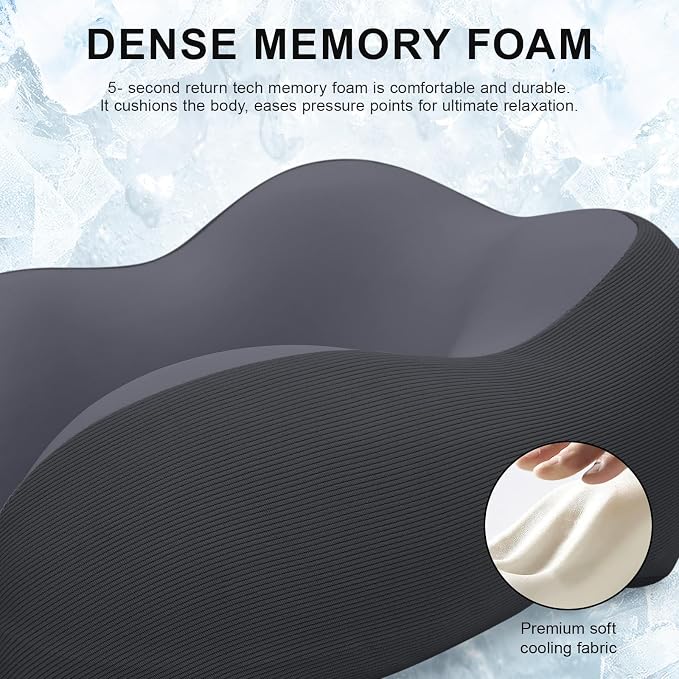 urnexttour Travel Pillow for Airplane Memory Foam Neck Pillow, Soft & Support Travel Pillow for Travelling, Sleeping Rest, Car, Train and Home Use (Black) - Image 4