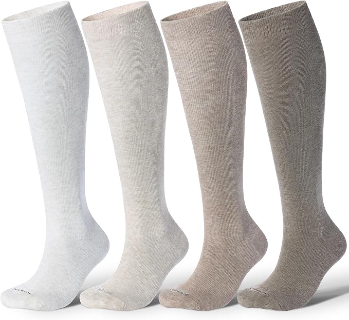 LEVSOX Cotton Compression Socks for Women Men 20-30 mmHg Knee High Cute Support Sock for Nurses Flying Pregnancy by Levsox