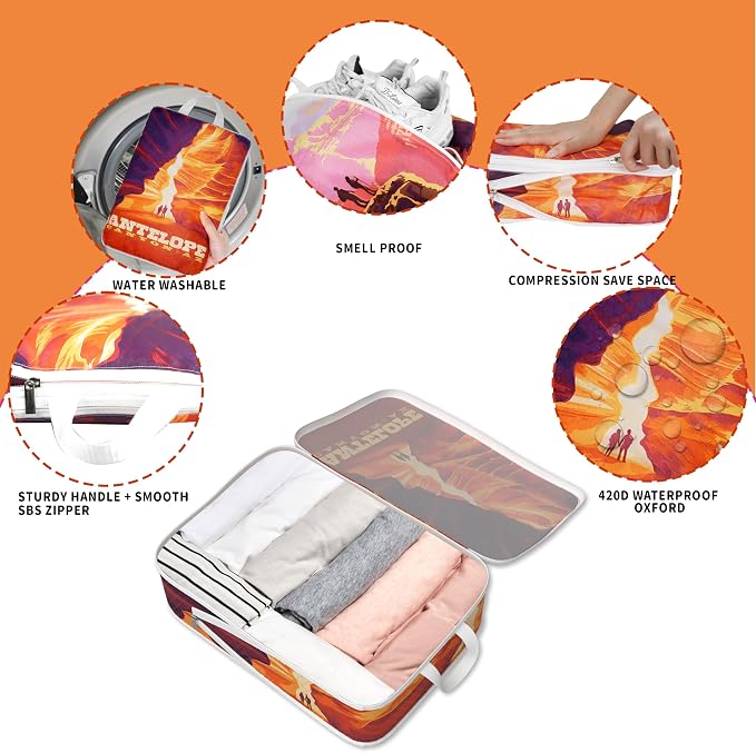 Compression Packing Cubes for Travel, 8 Set National Park Luggage Organizers, Waterproof Expandable/Compression Bags Travel Packing Cubes with Clear Toiletry Bag and Shoe Bag - Image 3