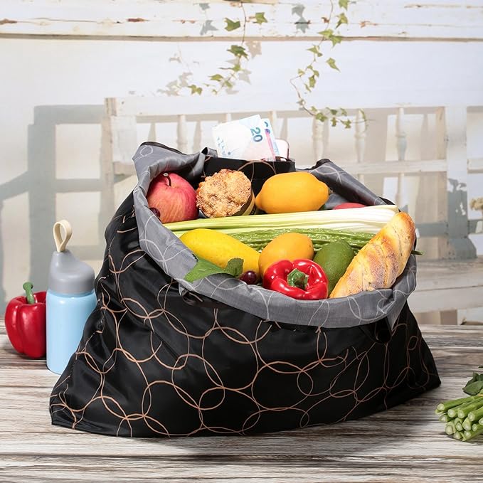 KINGMAS Reusable Grocery Bags, Eco-Friendly Folding Tote Shopping Bag fits in Pocket, Washable Waterproof Nylon Pouch Bags - Image 3