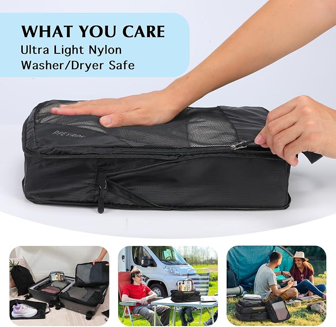 PFEYRPK Lightweight Compression Packing Cubes for Suitcases, Compressible Expandable Travel Packing Organizer with Clear Toiletries and Backpack Bag, Travel Essentials for Carry on Luggage 7 Set - Image 3