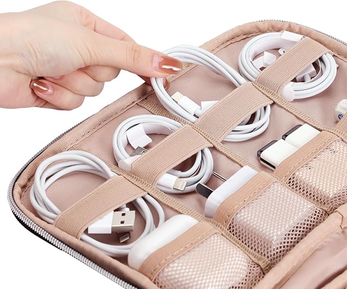 BELALIFE Portable Travel Cable Organizer Bag | Tech Storage Bag for Cord, Charger, Phone, Earphone, Hard Drive, USB, SD Card and Electronic Accessories, Pink - Image 3