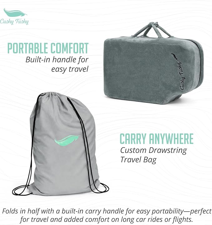 Premium Foldable Wheelchair Cushion - for Relief of Lower Back, Sciatic, Butt and Tailbone Pain - for Home & Office Use, Perfect for Travel or Driving - Gray Coccyx Seat Cushion - Image 10