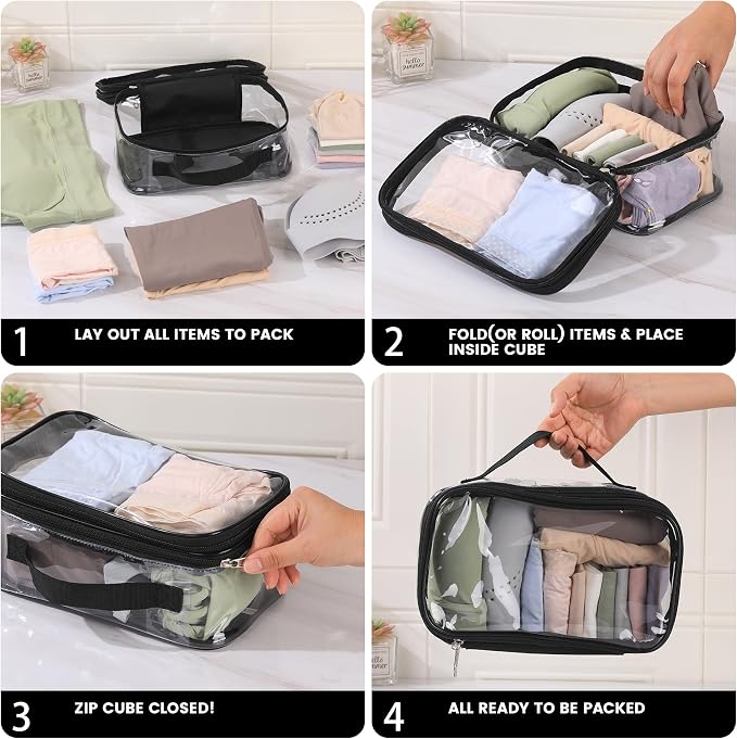 BORMELUN Large Clear travel bags for toiletries pouches carry on reusable,purse see-through plastic pvc TSA airport approved with handle (Black) - Image 5