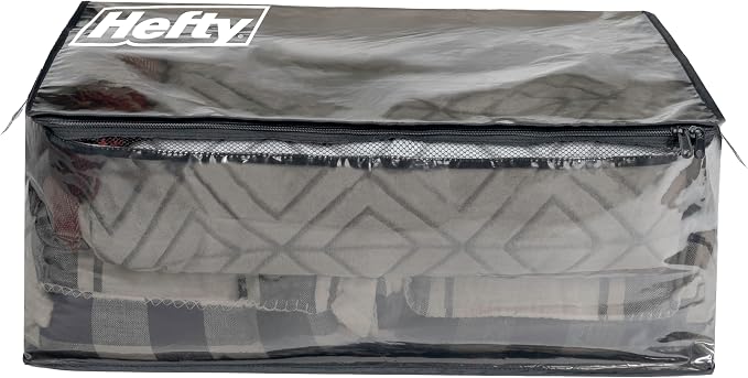 Hefty Storage Bags Extra Large Double Zipper Backpack, Heavy Duty Water Resistant Moving Totes with Shoulder Straps, Foldable Reusable Packing Organizers, 2 Pack (X-Large Black) - Image 4