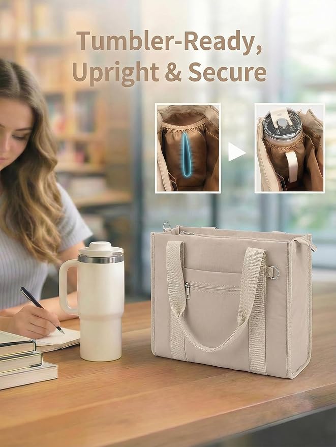 Work Tote Bag for Women, Lightweight Puffer Tote Crossbody with Zipper | Travel Utility Tote Multi-Pocket, RFID Pocket, Large Capacity, Luggage Sleeve, Shoulder Bag for Office, Daily, Gym, Teacher - Image 5