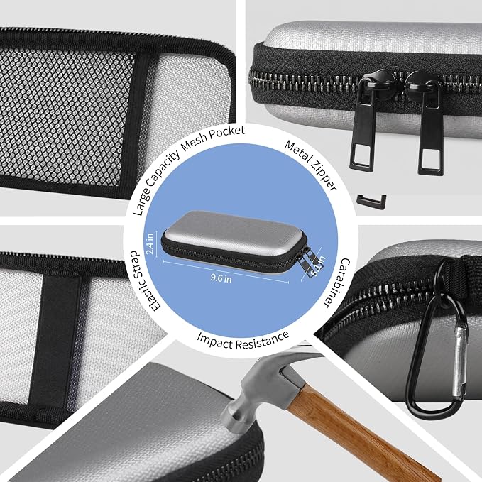 6500°F Fire-Resistant Hard Protective Travel Case,Waterproof Electronic Organizer for Anker/Jackery/RAVPower Power Bank with Fireproof Zipper,Shockproof EVA Carrying Case for Cell Phones/Earbuds - Image 4