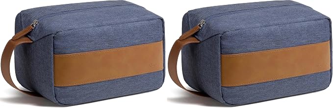 Vorspack Toiletry Bag for Men - Water Resistant Travel Bag for Toiletries, Lightweight Hygiene Bag for Bathroom, Travel Essentials, Gifts - Blue (Pack of 2) by Vorspack