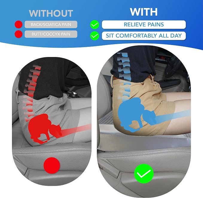 Lofty Aim Car Seat Cushion, Car Seat Pillow, Automotive Cushion | Memory Foam Car Seat Cushion for Long Driving, Butt Pillow for Pain Relief, Driver Seat Cushion for Car, Office, Dark Gray - Image 3
