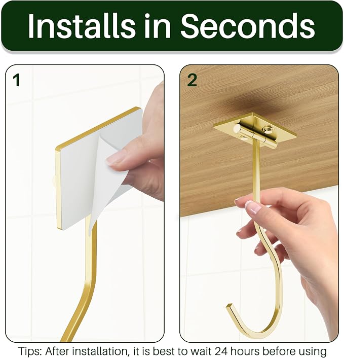 bussdis Adhesive Banana Hook Under Cabinet: 2-Pack Foldable Metal Banana Hanger, Space-Saving Under Counter Banana Holder for Kitchen & RV, Gold | Foldable Banana Hanger, Metal Banana Holder, Hold 20 Bananas, Space-Saving Design, Folding with Magnets W... - Image 5