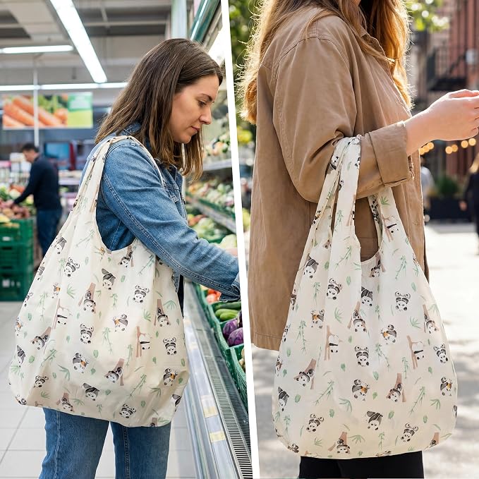 Stelle Lightweight Reusable Grocery Bag with Handles Ripstop Nylon Foldable Tote Shopping Bags for Travel and Groceries - Image 7