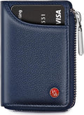 HORNBULL Steve RFID Blocking Leather Wallet for Men | Vertical Credit Debit Card Holder, Zip Around Wallet (Navy) by Hornbull