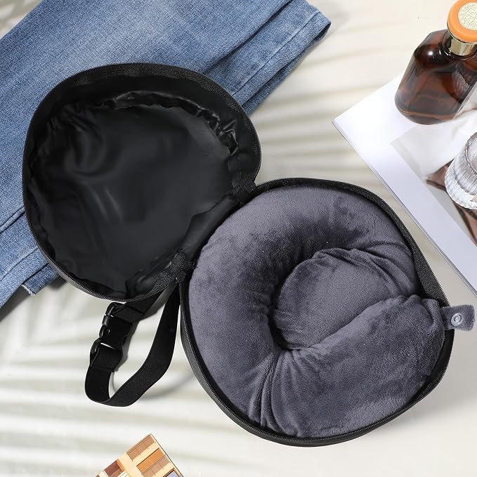 Travel Neck Pillow Bag, Compact Neck Carrying Bag Pillow Storage Bags Case Quick with Release Clasp Attaches to Luggage Backpack for Travel Airplane Train Journey - Image 7