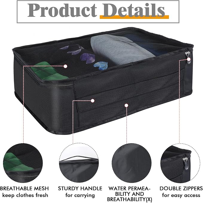 12 Pcs Packing Cubes for Suitcase Travel Luggage Bags Bulk Mesh Organizer Set for Hiking Camping Backpacking Clothes Accessories - Image 3