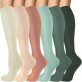 Compression Socks for Women & Men 6 Pairs | 20-30 mmHg Breathable & Moisture-Wicking Comfortable & Skin-Friendly Knee High Support Socks for Nurse, Travel, Pregnancy by OUIVIAL