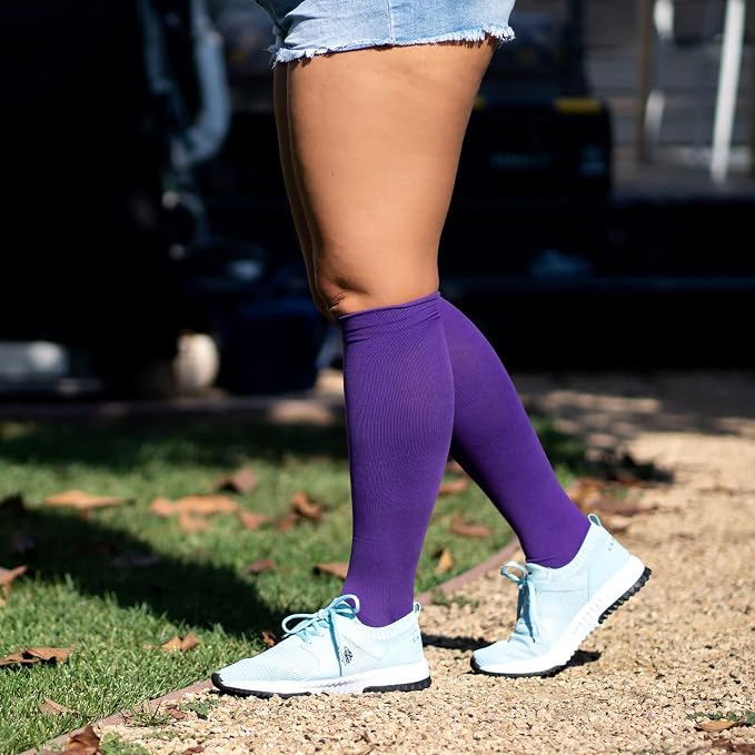 LEVSOX Wide Calf Compression Socks for Women & Men Extra Large Size Support Socks for Nurses Running Pregnant Travel, 15-20 mmHg - Image 8