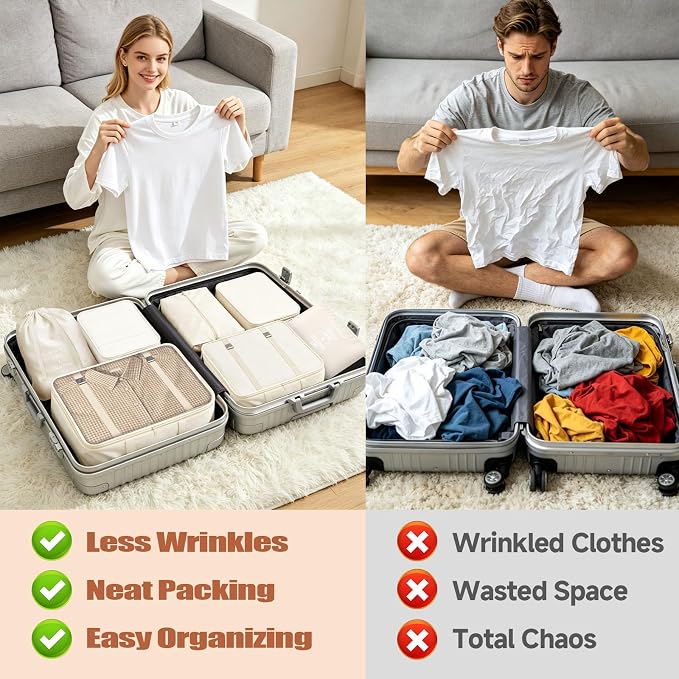 17 Set Packing Cubes for Travel, Luggage Organizer Bags with Travel Size Bottles, Lightweight Suitcase Organizer Bags Set, Travel Essentials and Accessories Packing Cubes for Women Men - Image 4