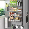 Magnetic Spice Rack for Refrigerator, 7 Pack 100% Metal Strong Magnet Shelves, Kitchen Spice Organizer W/ Hook Rack, Paper Towel Holder, Utensils Caddy, Home Laundry Room Storage Organization (Grey) by DTUQYX