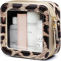 Small Makeup Bag for Purse Accessories Women Clear Cosmetic Mini Pouch Car Essentials Bag Leopard Print Clear Leather Make Up Travel Bag Organizer with Zipper Cute Compact Cheetah Little Toiletry Bag by POPVIBE